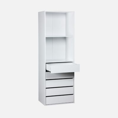 Module dressing avec 5 tiroirs et 2 étagères. blanc.  panneaux stratifiés