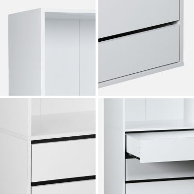 Module dressing avec 5 tiroirs et 2 étagères. blanc.  panneaux stratifiés