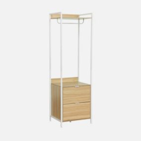 Module dressing blanc avec 1 penderie. 2 tiroirs et 1 étagère. L 60 x P 48 x  H 190 cm
