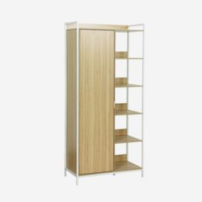 Module dressing blanc avec 1 penderie. 6 étagères et 1 porte. L 100 x P 48 x H 190 cm
