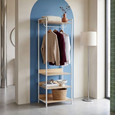 Module dressing blanc avec 1 penderie et 3 étagères. L 60 x P 48 x H 190 cm