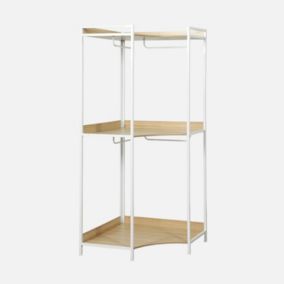 Module dressing d'angle blanc avec 4 penderies et 2 étagères. L 80 x P 80 x H 190 cm
