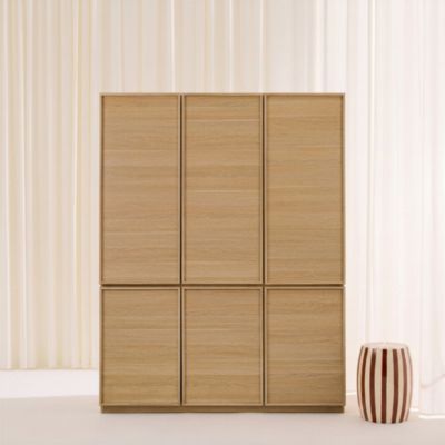 Module dressing décor bois 6 portes 1 penderie naturel - Kuba | Castorama