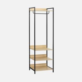 Module dressing noir avec 1 penderie et 3 étagères. L 60 x P 48 x H 190 cm