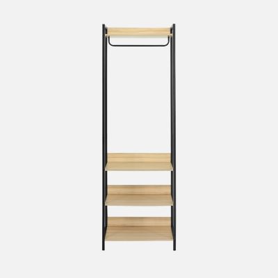 Module dressing noir avec 1 penderie et 3 étagères. L 60 x P 48 x H 190 cm