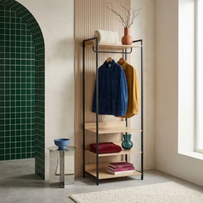 Module dressing noir avec 1 penderie et 3 étagères. L 60 x P 48 x H 190 cm