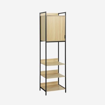 Module dressing noir avec 5 étagères et 1 porte. L 60 x P 48 x  H 190 cm
