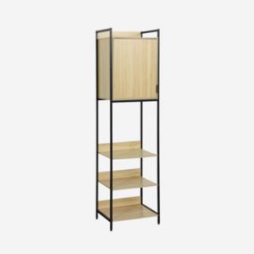 Module dressing noir avec 5 étagères et 1 porte. L 60 x P 48 x  H 190 cm