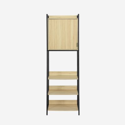 Module dressing noir avec 5 étagères et 1 porte. L 60 x P 48 x  H 190 cm