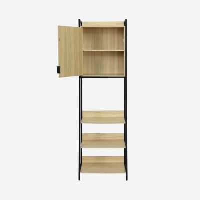 Module dressing noir avec 5 étagères et 1 porte. L 60 x P 48 x  H 190 cm