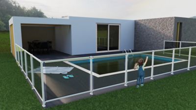Module en verre pour barrière de piscine en aluminium blanc 1,5m