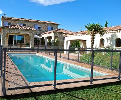 Module en verre pour barrière de piscine en aluminium gris 1m