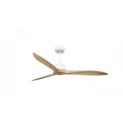 Modulo Latino Slim - Super destratificateur et ventilateur DC 132 cm blanc pales bois clair idéal 26 à 40 m²