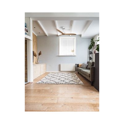 Modulo Latino Slim - Super destratificateur et ventilateur DC 132 cm blanc pales bois clair idéal 26 à 40 m²