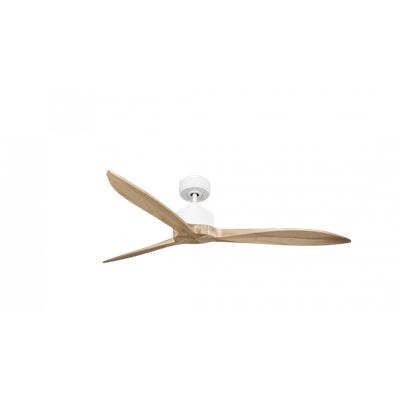 Modulo Latino Slim - Super destratificateur et ventilateur DC 132 cm blanc pales bois clair idéal 26 à 40 m²