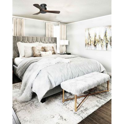 Modulo Low Profile Regular  - un ventilateur pour plafond bas , DC 106 cm Noir pales bois sombre sans Lumière 10 à 20 m²