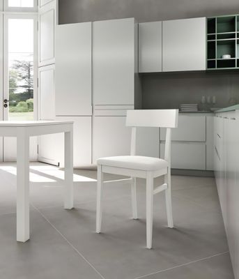 Monaco Chaise En Bois Laqué Et Simili Cuir Blanc 2 Pcs