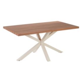 MONARA - Table 180cm Effet Bois Piétement Etoile Blanc