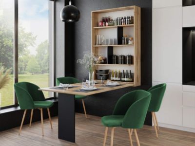 Mondrian - table murale rabattable avec rangements - 4 personnes - Best Mobilier