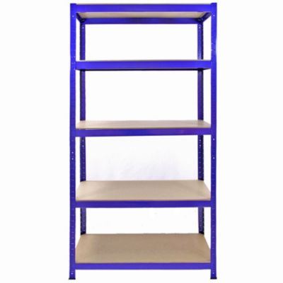 Monster Racking 1 Rayonnage d'Angle T-Rax Bleu et 4 Rayonnages T-Rax Bleus en Acier Sans Boulons 90cm x 45cm x 180cm