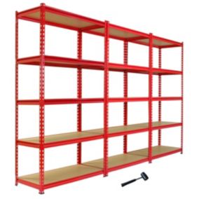 Monster Racking 3 Rayonnages Z-Rax en Acier Sans Boulons Rouges 90cm x 183cm x 45cm