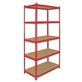 Monster Racking 5 Rayonnages Z-Rax en Acier Sans Boulons Rouges 90cm x 183cm x 45cm