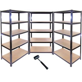 Monster Racking - Lot de 3 Rayonnages T-Rax en Acier Sans Boulons Noirs 90cm x 45cm x 180cm