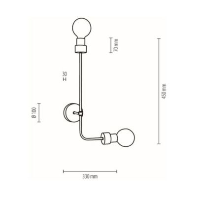 Montix Applique 2xE27 Max.40W Chêne huilé/Métal Noir