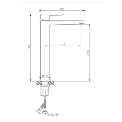 Mood mitigeur lavabo XL avec levier sans tirette, G3/8, chrome (SATBSMOOD285)