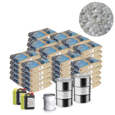 Moquette de pierre - Kit complet 80m² - Teinte : Blanc Bleuté