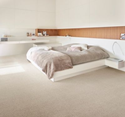 Moquette velours tendance Bliss beige 4m (vendue à la coupe)