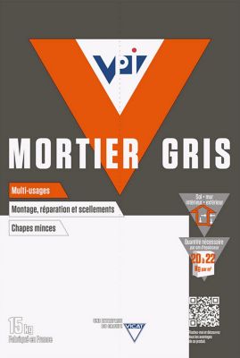 Mortier à maçonner VPI gris 15kg prêt à l'emploi