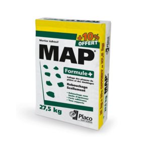 Mortier adhésif MAP® Formule + 25kg + 10% offert de plaque de plâtre