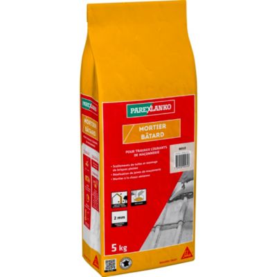 Mortier bâtard gris Parexlanko en sac de 5 kg