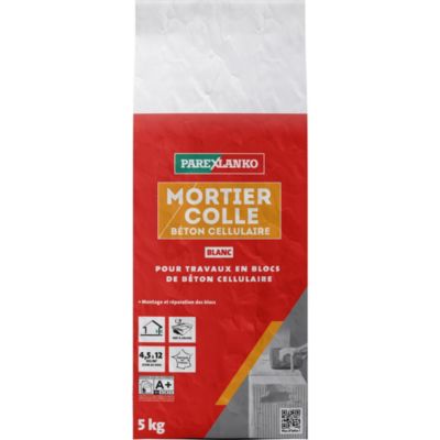 Mortier colle béton cellulaire blanc 5 kg Parexlanko
