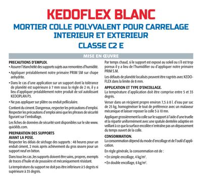 Mortier Colle Polyvalent pour Carrelage Kedoflex Blanc Semin, Intérieur/Extérieur, sac de 25 kg, lot de 2