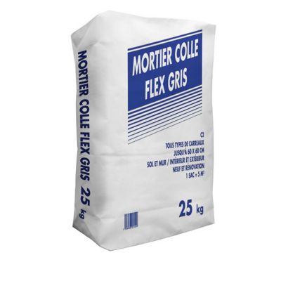 Mortier-colle flex polyvalent intérieur / extérieur - C2S1 ET/G - gris -  sac de 25 kg - ULTIBAT