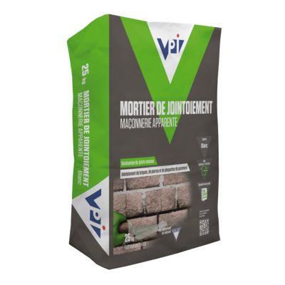 Mortier de jointoiement blanc 25 kg maçonnerie apparente