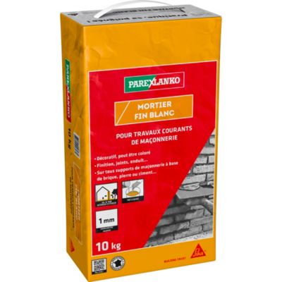 Mortier fin blanc et gris 10 kg Parexlanko