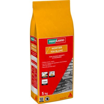 Mortier fin blanc pour travaux courants de maçonnerie 5 kg Parexlanko
