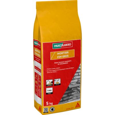 Mortier fin gris pour travaux courants de maçonnerie 5 kg Parexlanko