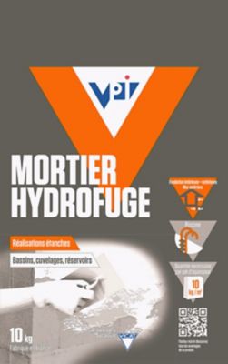 Mortier hydrofuge VPI 10kg pour bassins, cuvelages, réservoirs