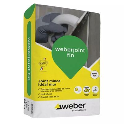 Mortier joint carrelage WEBERJOINT FIN - sac 5 kg - blanc pur - WEBER