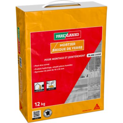 Mortier pour assemblage et jointoiement de briques de verre blanc cassé 12 kg Parexlanko