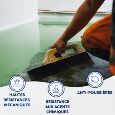 Mortier époxy coloré autolissant pour sols Kit de 10 Kg Bleu Piscine RAL 220 80 20 - MORTI75 - MATPRO