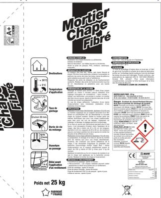 Mortier prêt-à-gâcher chape fibre 25kg Mapei