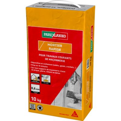 Mortier rapide gris 10 kg Parexlanko