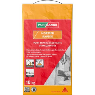 Mortier rapide gris 10 kg Parexlanko