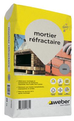 Mortier réfractaire gris Weber sac de 25kg