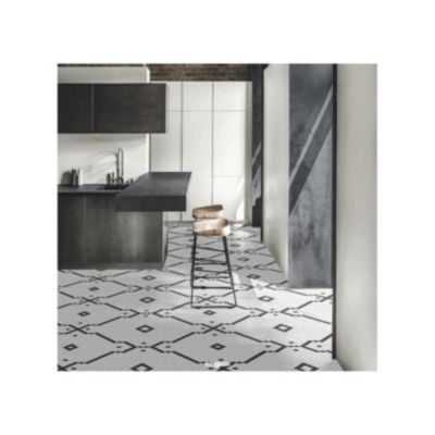 Mosaïque Art factory hexagone 2.6x2.2cm motif Arpegio noir et blanc sur trame nylon 33.3x33.3cm Satiné - Boîte de 1 m2